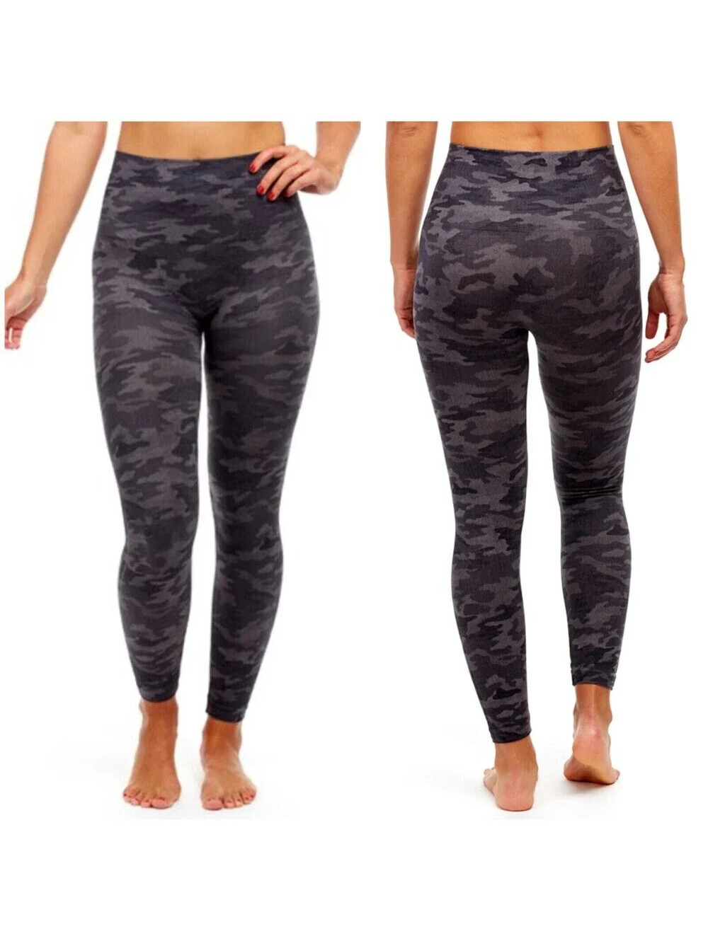 Spanx NWT Look at Me Now Seamless Leggings Pants Grey Camo High Waist Crop XS